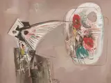Ferdinand Hložník, Veselý deň s blindrámom, 1967, Olej na plátne