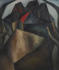 Milan Laluha, Domy - obojstanne maľované, na zadnej strane štúdia aktu, 1958, Olej na plátne