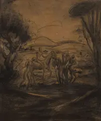 Eugen Krón, Ľudia a kôň, 1921, Cruza na papieri
