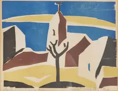 Motív zo Šugorje by Ernest Zmeták, 1967, Drevorez na papieri, 77/100, sold Jun 2020