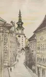 Matilda Čechová, Michalská brána, 1972, Litografia na papieri