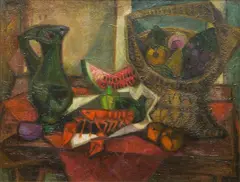 Ladislav Guderna, Zátišie s rakom a melónom, 1943, Olej na plátne