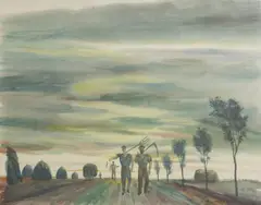 Július Schubert, Z práce, 1935, Akvarel na papieri