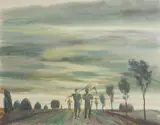 Július Schubert, Z práce, 1935, Akvarel na papieri