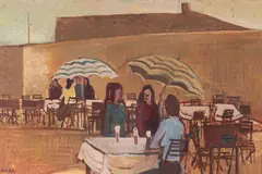 Na terase by Ferdinand Hložník, 1957, Tempera, gvaš na papieri, sold Mar 2020
