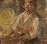 Mária Medvecká, Rezbár - včelár, 1978, Olej na plátne