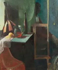 Stanislav Bubán, Pri maľovaní, 1983, Olej na plátne
