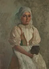 Ivan Žabota, Dievča v kroji, Okolo 1920, Olej, plátno, kartón
