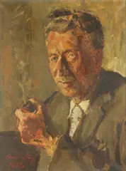 Ladislav Čemický, Muž s fajkou, 1976, Olej na plátne