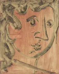 Jacob Bornfriend, Prekvapenie, 1951, Farebná monotypia na papieri