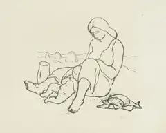 Na poli by Mikuláš Galanda, 1925, Litografia na papieri, sold Mar 2020