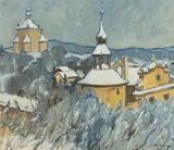 Jozef Kollár, Banská Štiavnica v zime, 1961, Olej na plátne