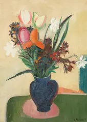 Viera Kraicová, Kvetinové zátišie, 1960, Olej na plátne