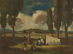 Cigánsky tábor by Béla Iványi-Grünwald, 1920 - 1930, Olej na vrecovine, sold Mar 2020