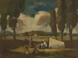Béla Iványi-Grünwald, Cigánsky tábor, 1920 - 1930, Olej na vrecovine
