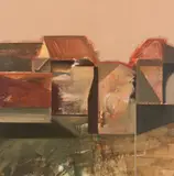 Juraj Krivoš, Domy III, 1986, Olej na plátne