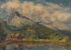 Oto Bubeníček, Chalupa pri jazere, 1936, Olej na kartóne