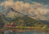 Oto Bubeníček, Chalupa pri jazere, 1936, Olej na kartóne