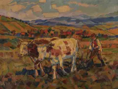 Gustáv Mallý, Oráč, Okolo 1935, Olej na plátne