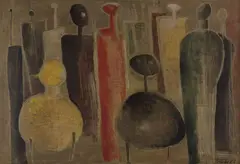 Milan Paštéka, Skupina, 1961, Olej na sololite