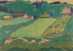 Michal Tillner, Ovce na Donovaloch, 1962, Olej na kartóne
