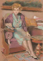Kálmán Tichy, Umelcova manželka, 1959, Pastel na papieri