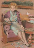 Kálmán Tichy, Umelcova manželka, 1959, Pastel na papieri