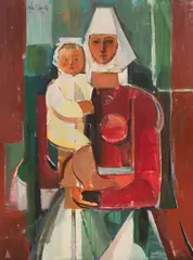 Dedinská madona by Ján Ilavský, 1975, Olej na plátne, sold Dec 2019