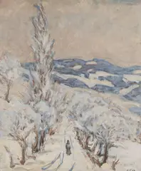 Jozef Kollár, Zima v Štiavnických horách, 1969, Olej n a kartóne
