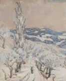Jozef Kollár, Zima v Štiavnických horách, 1969, Olej n a kartóne