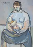 Materstvo by Vincent Hložník, 1948, Tempera, gvaš na papieri, sold Dec 2019
