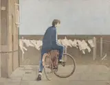Jozef Srna, Cyklista, 1985, Olej na plátne