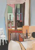 Interiér by Vincent Hložník, Okolo 1949, Tempera, gvaš na papieri, sold Oct 2019