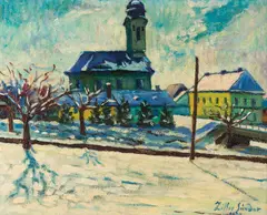 Sándor Ziffer, Nagybánya v zime, 1938, Olej na plátne
