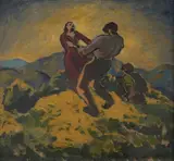 Edmund Gwerk, V nedeľu poobede – Tancujúci, Okolo 1928, Olej na kartóne