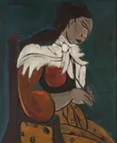 Marcel Burtin, Sediaca (Pletúca), 1946, Olej na plátne