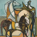Vincent Hložník, Cirkusové kone, 1947, Olej na plátne