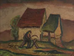 Pavol Potoček, Príprava na zimu, 1969, Olej na kartóne