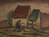 Pavol Potoček, Príprava na zimu, 1969, Olej na kartóne