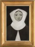 Aurel Kajlich, Hlava Piešťanky, 1935-1940, Ceruza, uhol, pastel, beloba na papieri