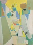 Geza Szobel, Celebration, Po 1945, Pastel na papieri