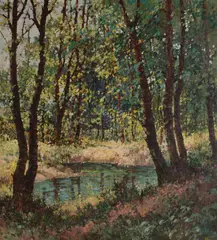 Richard Kos, Lesný potok, Okolo 1920, Olej na plátne