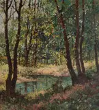 Richard Kos, Lesný potok, Okolo 1920, Olej na plátne