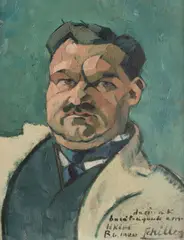 Géza Schiller, Hlava muža, 1920, Olej na kartóne