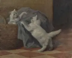 Arthur Heyer, Hrajúce sa mačky, Okolo 1930, Olej na plátne