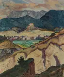 Martin Benka, Pohľad na hrad Likava, Oklolo 1928, Olej na plátne