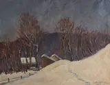 Jozef Kollár, Zima v štiavnických horách, Okolo 1975, Olej na kartóne