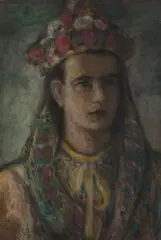 Janko Alexy, Dievča s važeckou partou, Okolo 1945, Pastel na papieri