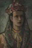 Janko Alexy, Dievča s važeckou partou, Okolo 1945, Pastel na papieri