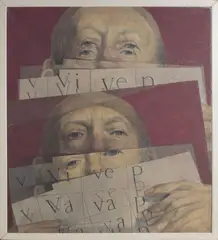 Jozef Srna, Príprava verejného prejavu pred dvomi zrkadlami, Okolo 1985, Olej na plátne